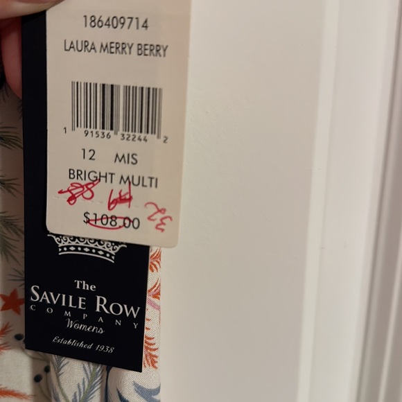 Seville Row Wrap Dress Size 12 White with Colorful Pattern Flutter Sleeve NWT - Picture 4 of 5